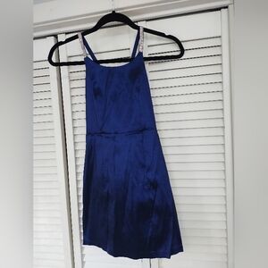 Speechless Royal Blue Satin Dress with Embellished Straps